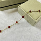 [LUXE JEWELRY]CLOVER 6 MOTIF RED AGATE BRACELET