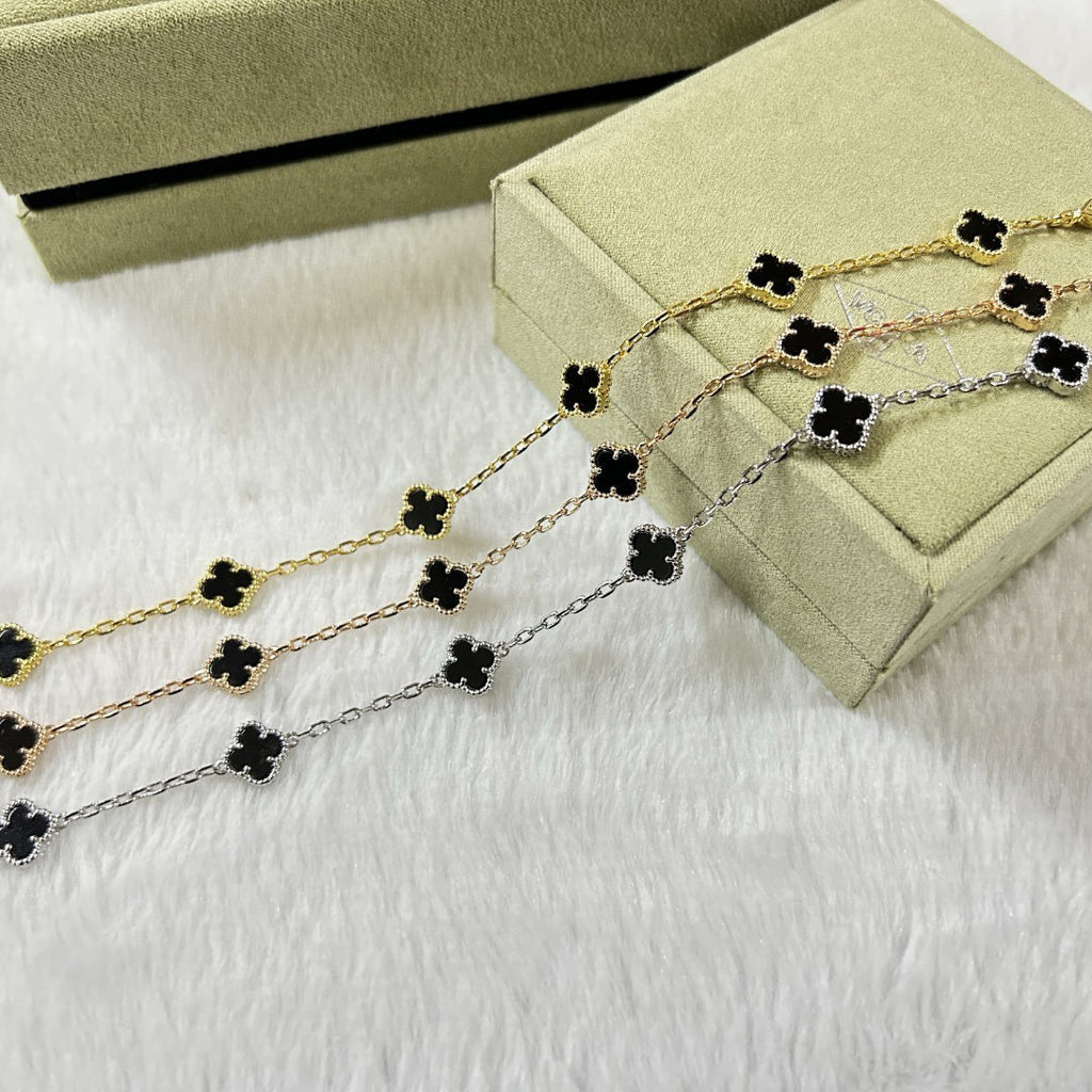 [LUXE JEWELRY]CLOVER 6 MOTIF  ONYXS BRACELET