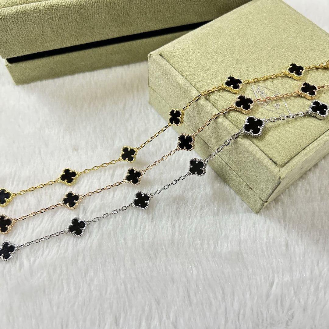 [LUXE JEWELRY]CLOVER 6 MOTIF  ONYXS BRACELET