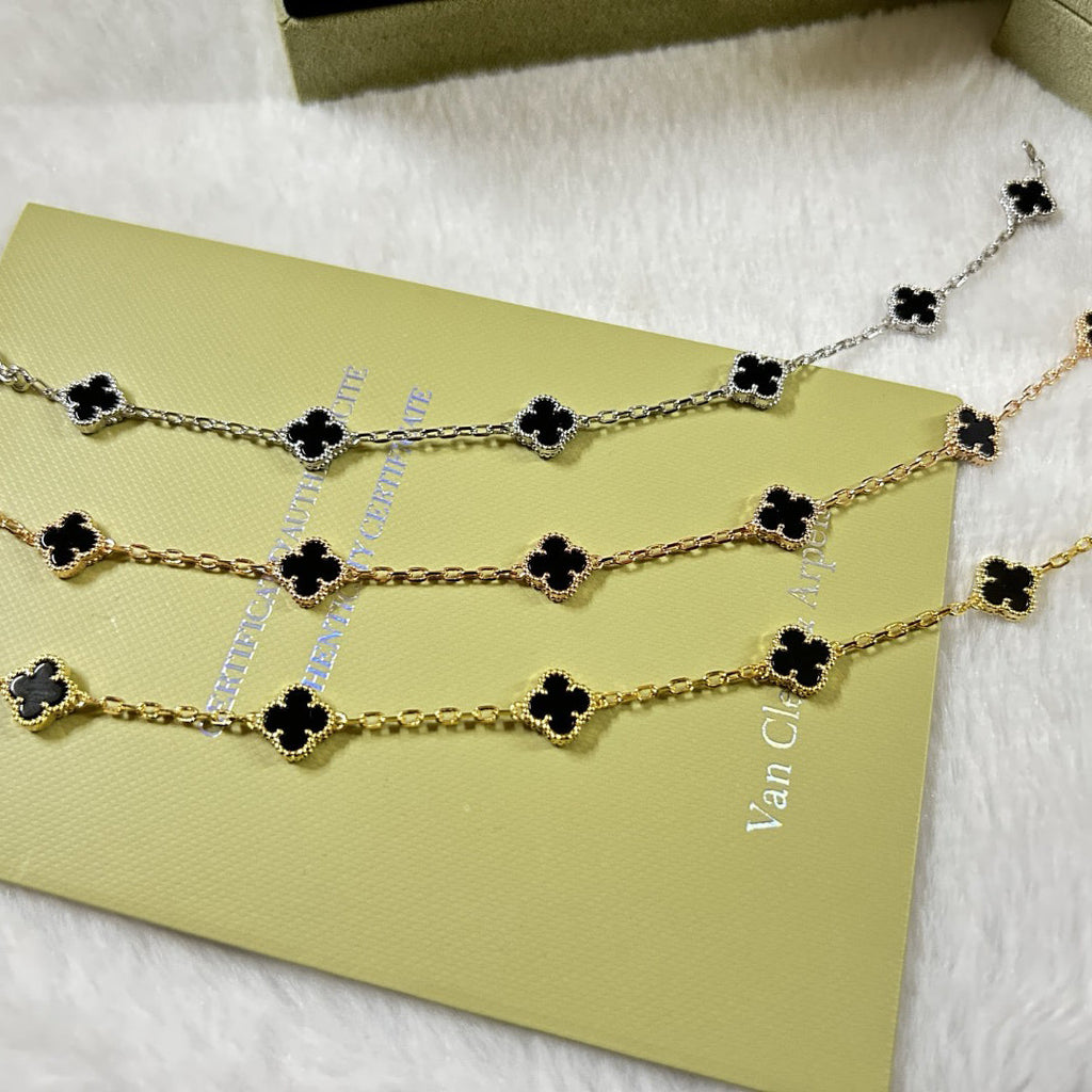 [LUXE JEWELRY]CLOVER 6 MOTIF  ONYXS BRACELET