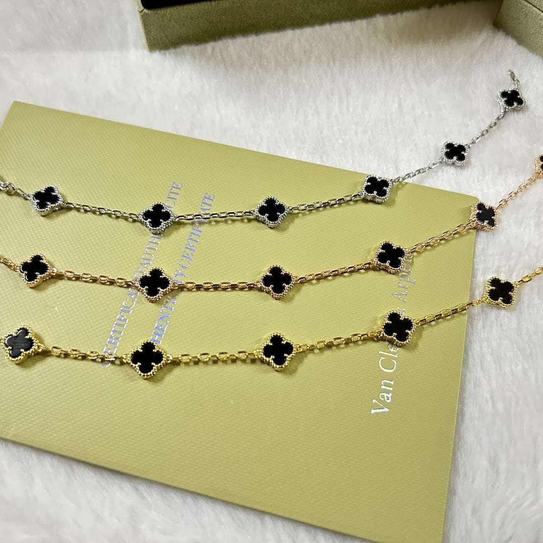 [LUXE JEWELRY]CLOVER 6 MOTIF  ONYXS BRACELET