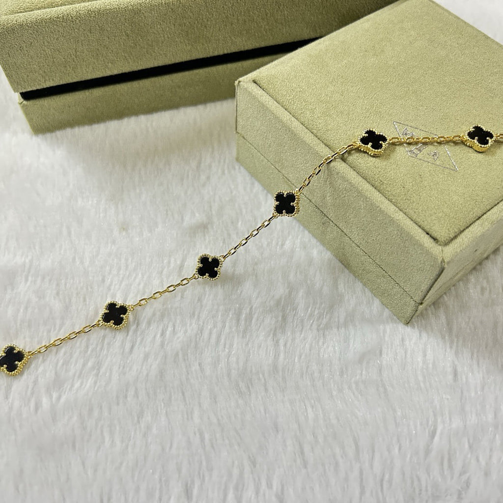 [LUXE JEWELRY]CLOVER 6 MOTIF  ONYXS BRACELET