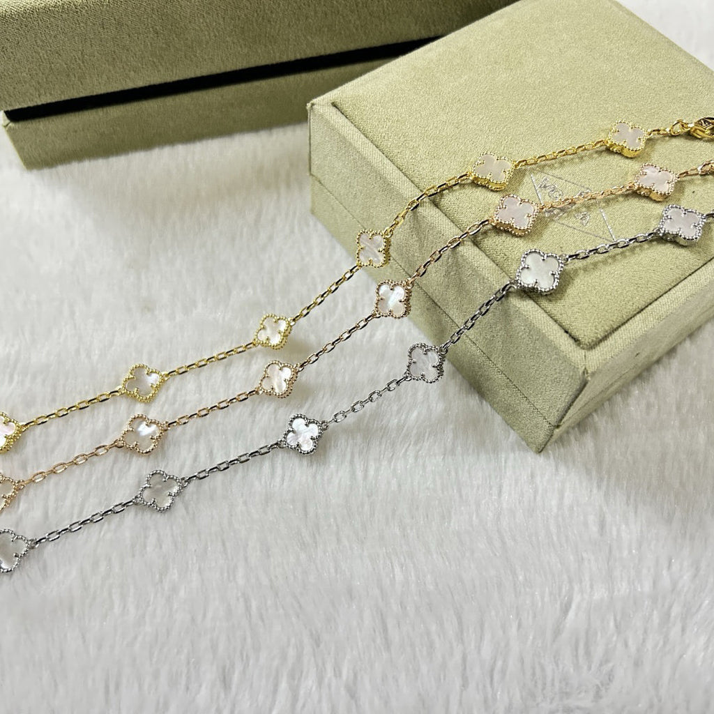 [LUXE JEWELRY]CLOVER 6 MOTIF WHITE MOP BRACELET