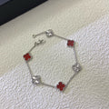 [LUXE JEWELRY]CLOVER 6 MOTIF RED AGATE LASER BRACELET