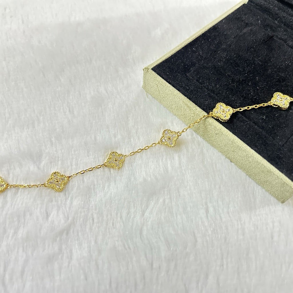 [LUXE JEWELRY]CLOVER 6 MOTIF DIAMOND BRACELET