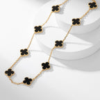 [LUXE JEWELRY]CLOVER 10 MOTIFS ONYX NECKLACE
