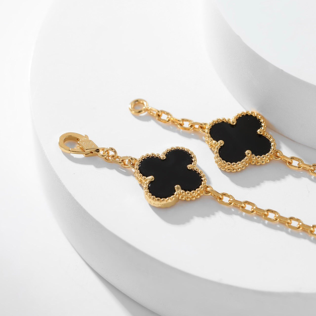 [LUXE JEWELRY]CLOVER 10 MOTIFS ONYX NECKLACE