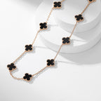 [LUXE JEWELRY]CLOVER 10 MOTIFS ONYX NECKLACE