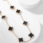 [LUXE JEWELRY]CLOVER 10 MOTIFS ONYX NECKLACE
