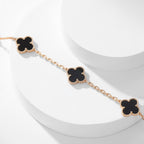 [LUXE JEWELRY]CLOVER 10 MOTIFS ONYX NECKLACE
