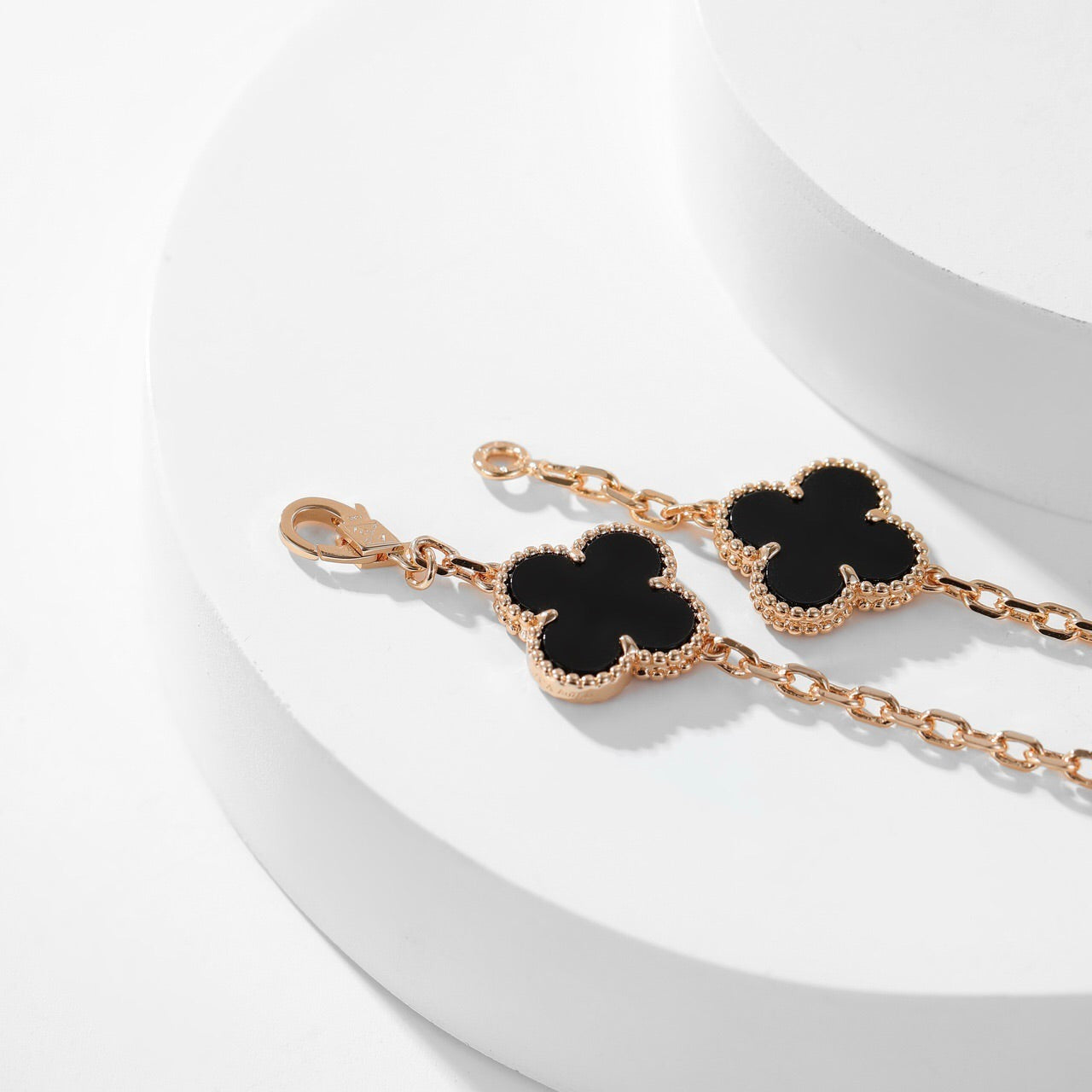 [LUXE JEWELRY]CLOVER 10 MOTIFS ONYX NECKLACE