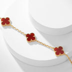 [LUXE JEWELRY]CLOVER 10 MOTIFS CARNELIAN NECKLACE