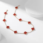 [LUXE JEWELRY]CLOVER 10 MOTIFS CARNELIAN NECKLACE