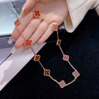 [LUXE JEWELRY]CLOVER 10 MOTIFS CARNELIAN NECKLACE
