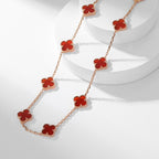 [LUXE JEWELRY]CLOVER 10 MOTIFS CARNELIAN NECKLACE