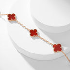 [LUXE JEWELRY]CLOVER 10 MOTIFS CARNELIAN NECKLACE