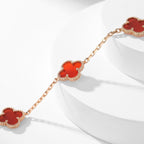 [LUXE JEWELRY]CLOVER 10 MOTIFS CARNELIAN NECKLACE