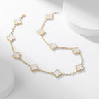 [LUXE JEWELRY]CLOVER 10 MOTIFS WHITE MOTHER OF PEARL NECKLACE