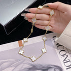 [LUXE JEWELRY]CLOVER 10 MOTIFS WHITE MOTHER OF PEARL NECKLACE