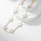 [LUXE JEWELRY]CLOVER 10 MOTIFS WHITE MOTHER OF PEARL NECKLACE
