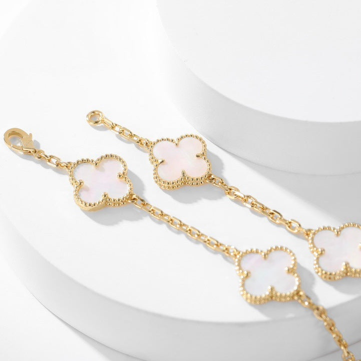 [LUXE JEWELRY]CLOVER 10 MOTIFS WHITE MOTHER OF PEARL NECKLACE
