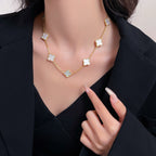 [LUXE JEWELRY]CLOVER 10 MOTIFS WHITE MOTHER OF PEARL NECKLACE
