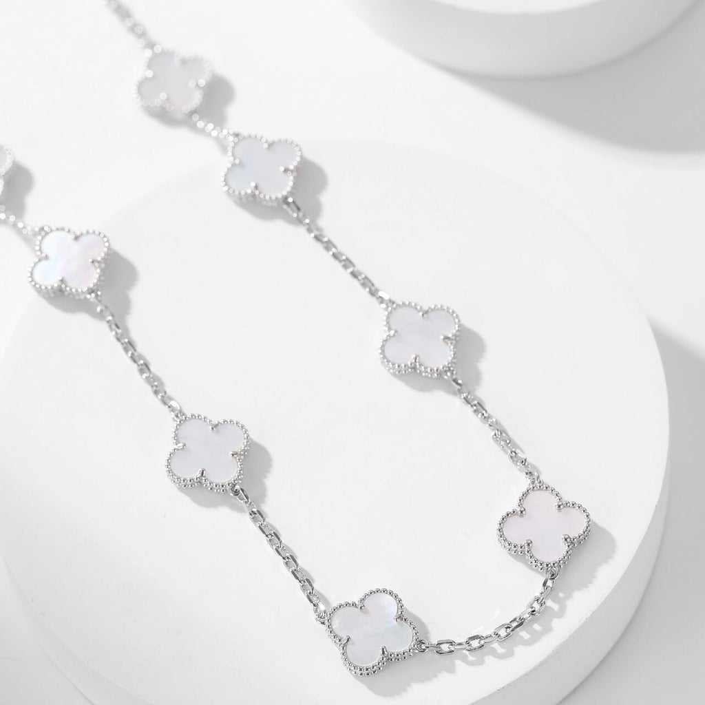 [LUXE JEWELRY]CLOVER 10 MOTIFS WHITE MOTHER OF PEARL NECKLACE