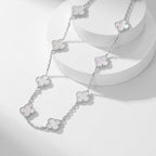[LUXE JEWELRY]CLOVER 10 MOTIFS WHITE MOTHER OF PEARL NECKLACE