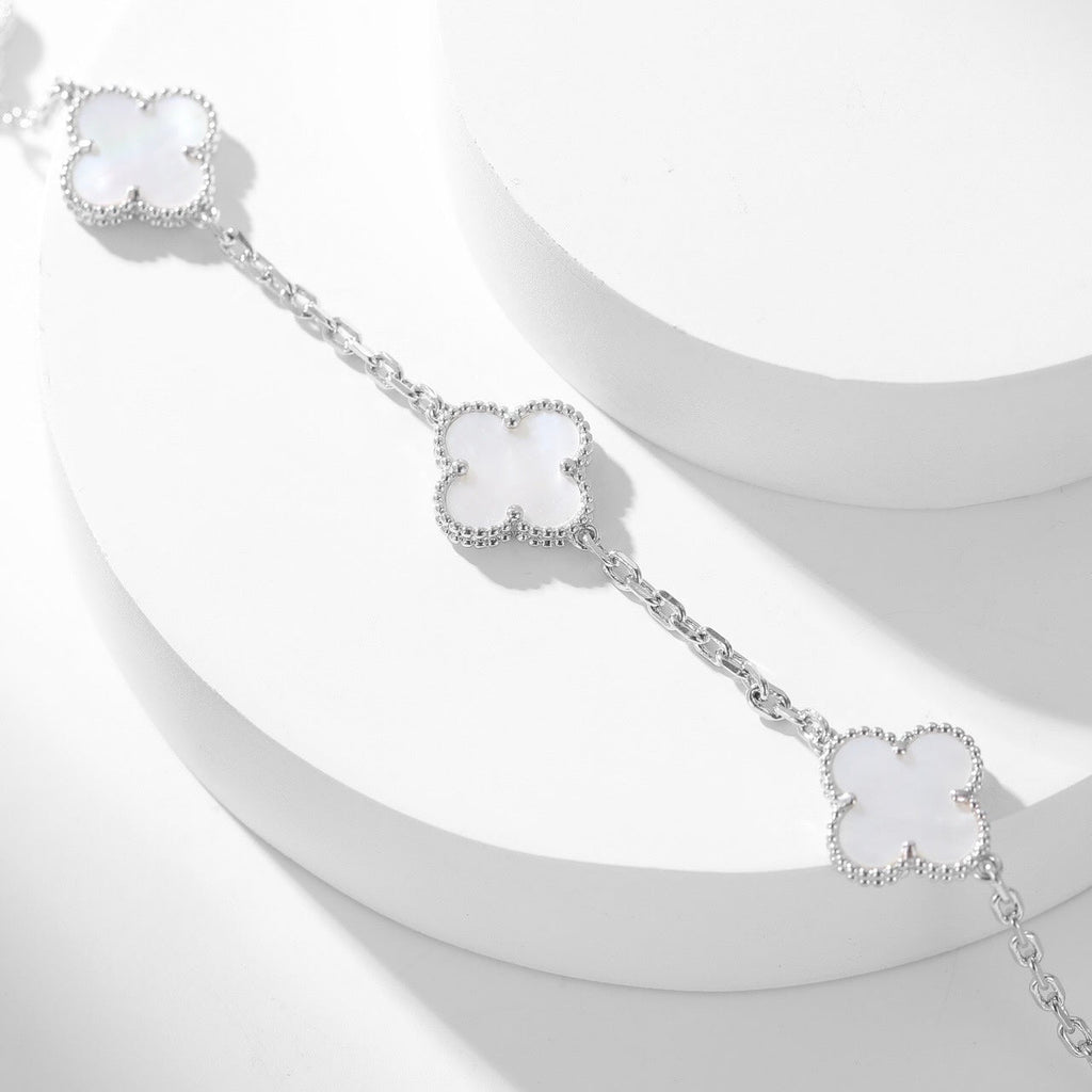 [LUXE JEWELRY]CLOVER 10 MOTIFS WHITE MOTHER OF PEARL NECKLACE