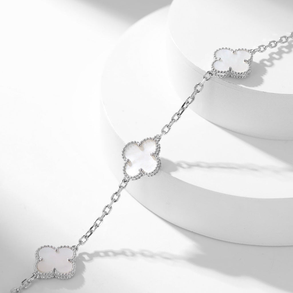 [LUXE JEWELRY]CLOVER 10 MOTIFS WHITE MOTHER OF PEARL NECKLACE