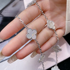 [LUXE JEWELRY]CLOVER 10 MOTIFS WHITE MOTHER OF PEARL NECKLACE