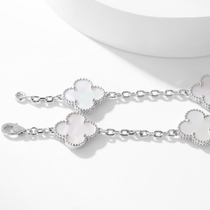 [LUXE JEWELRY]CLOVER 10 MOTIFS WHITE MOTHER OF PEARL NECKLACE