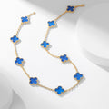 [LUXE JEWELRY]CLOVER 10 MOTIFS BLUE AGATE NECKLACE