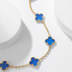 [LUXE JEWELRY]CLOVER 10 MOTIFS BLUE AGATE NECKLACE