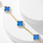 [LUXE JEWELRY]CLOVER 10 MOTIFS BLUE AGATE NECKLACE