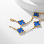 [LUXE JEWELRY]CLOVER 10 MOTIFS BLUE AGATE NECKLACE
