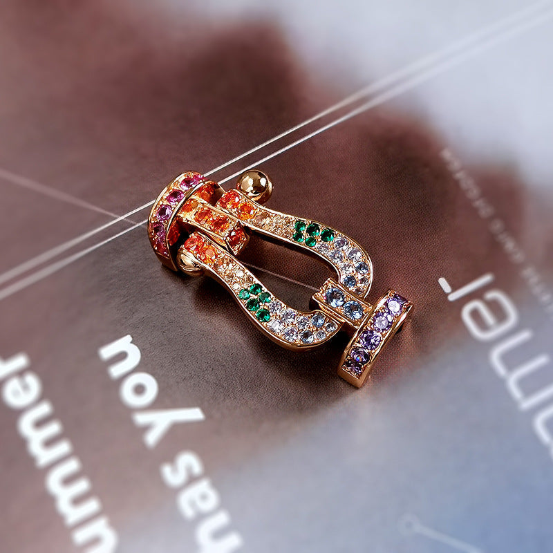 [LUXE JEWELRY]FORC LARGE HORSESHOE  COLORED DIAMOND BRACELET SILVER