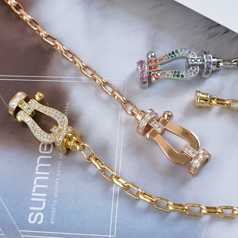 [LUXE JEWELRY]FORCE LARGE HORSESHOE CLASP  METAL BRACELET