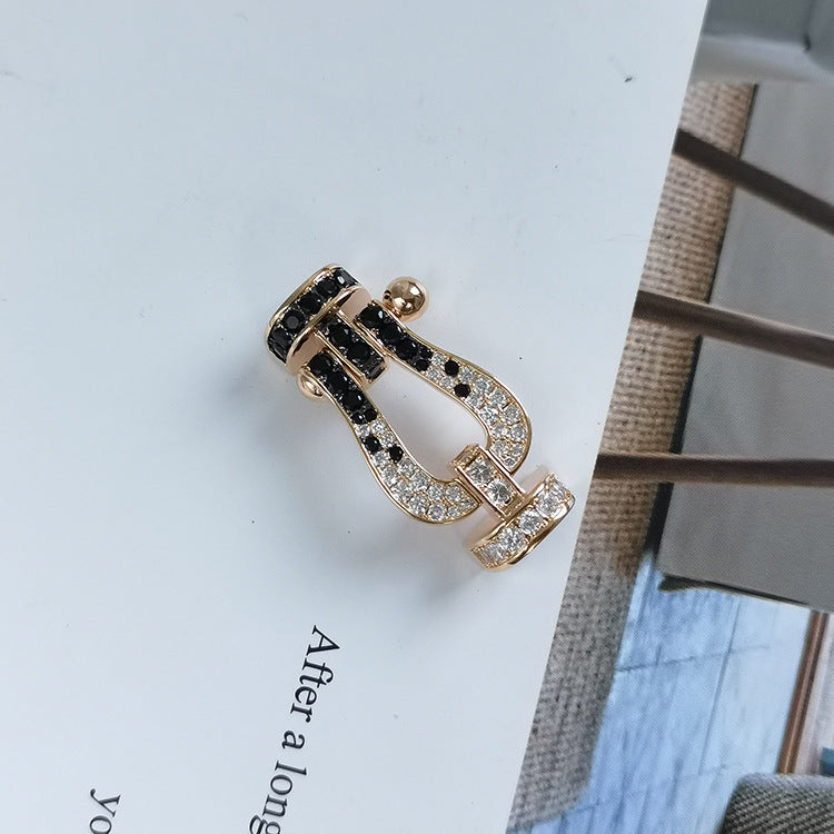 [LUXE JEWELRY]FORCE LARGE HORSESHOE BLACK WHITE DIAMOND BRACELET ROSE GOLD