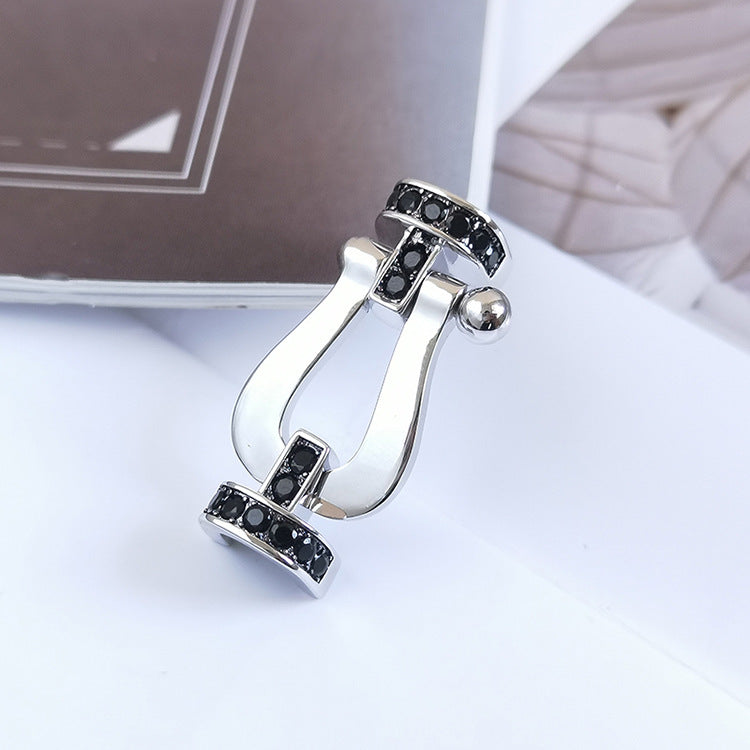 [LUXE JEWELRY]FORCE LARGE HORSESHOE BLACK DIAMOND BRACELET SILVER