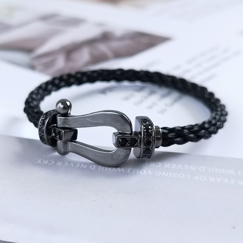 [LUXE JEWELRY]FORCE LARGE SERIES HORSESHOE BLACK SAMURAI BRACELET