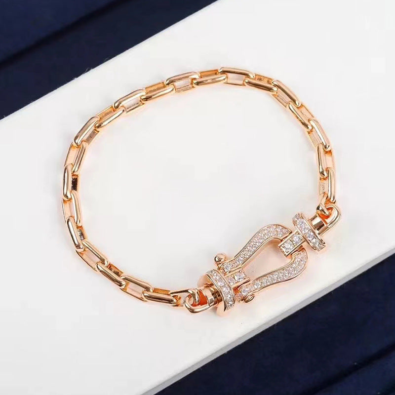 [LUXE JEWELRY]FORCE LARGE HORSESHOE CLASP  METAL BRACELET