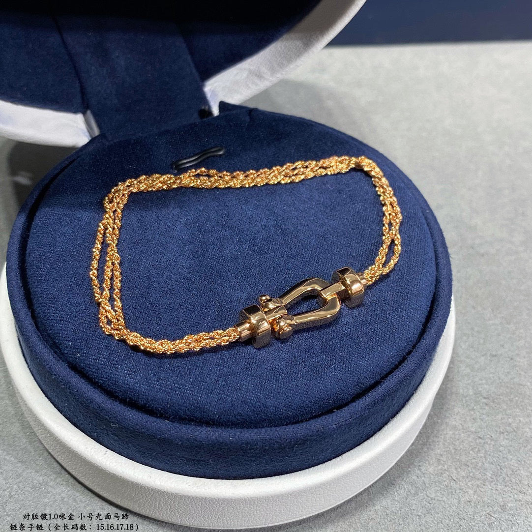 [LUXE JEWELRY]FORCE SMALL HORSESHOE  DIAMOND CHAIN ROPE BRACELET