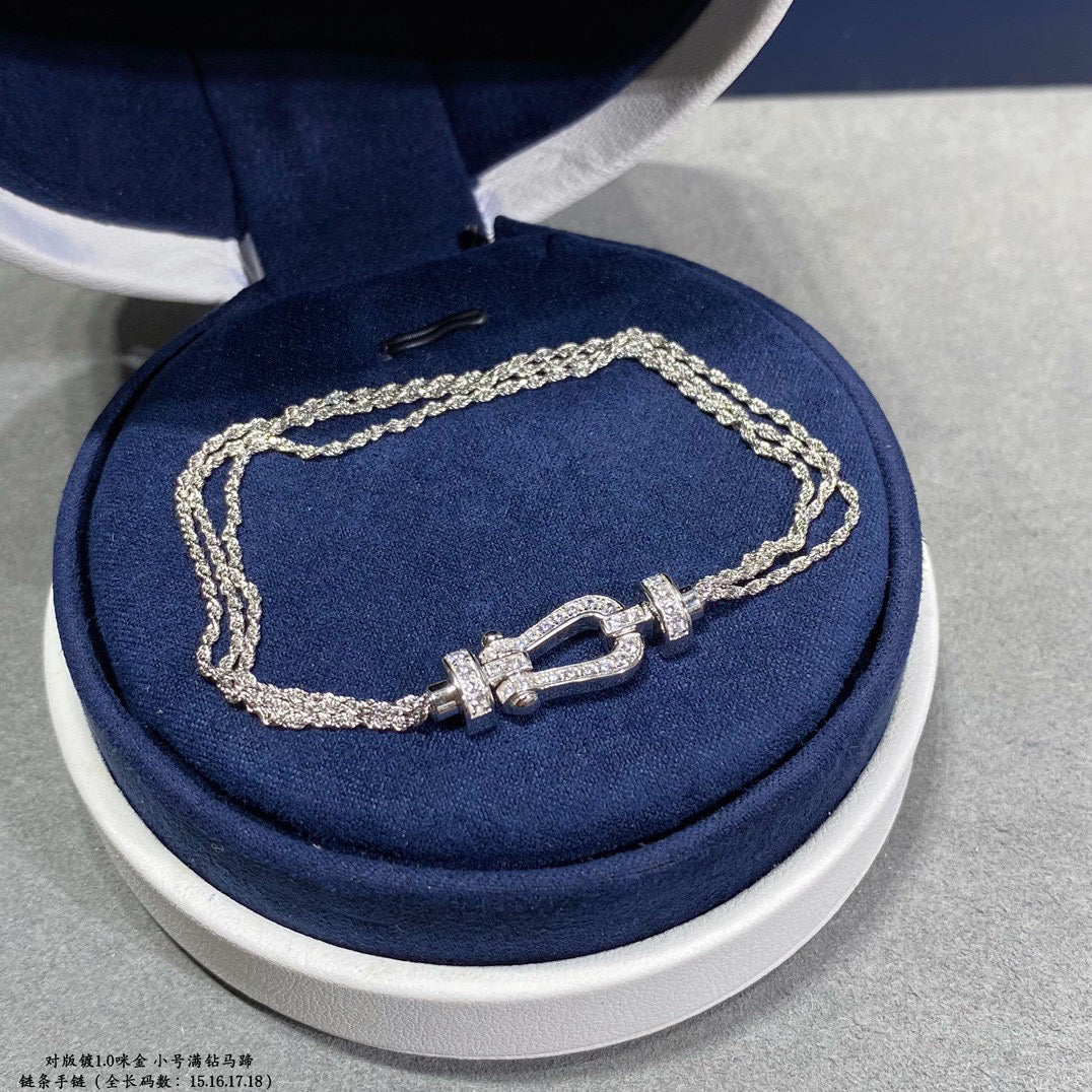 [LUXE JEWELRY]FORCE SMALL HORSESHOE  DIAMOND CHAIN ROPE BRACELET