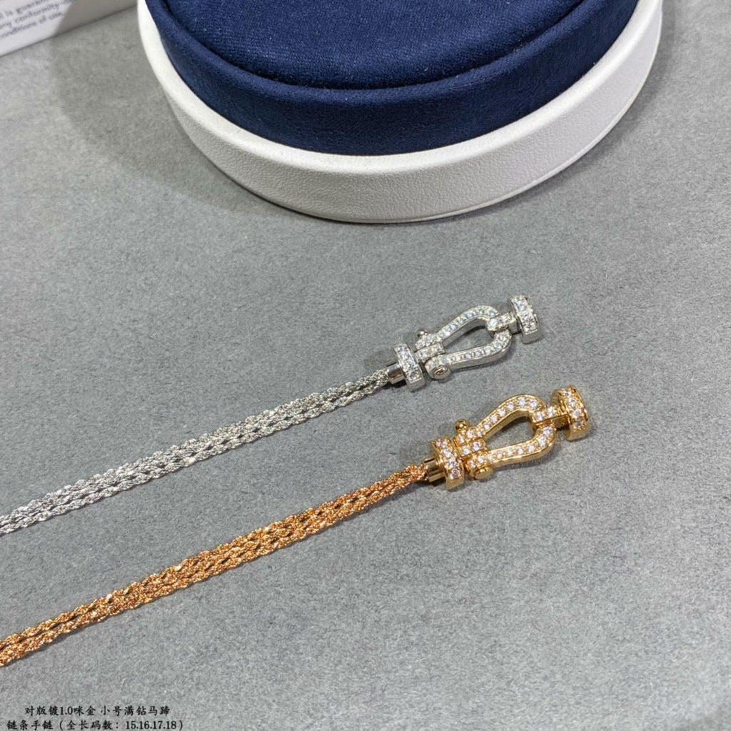 [LUXE JEWELRY]FORCE SMALL HORSESHOE  DIAMOND CHAIN ROPE BRACELET