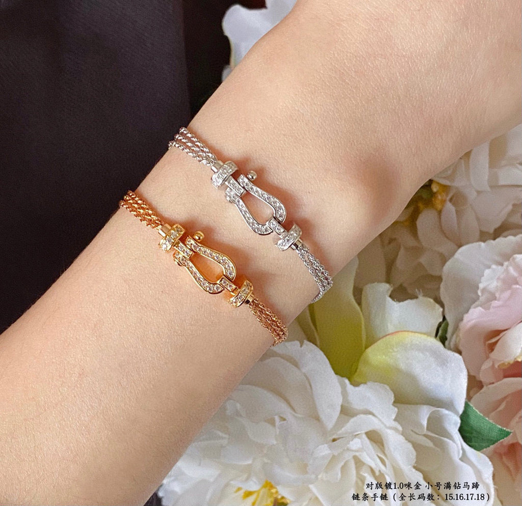 [LUXE JEWELRY]FORCE SMALL HORSESHOE  DIAMOND CHAIN ROPE BRACELET