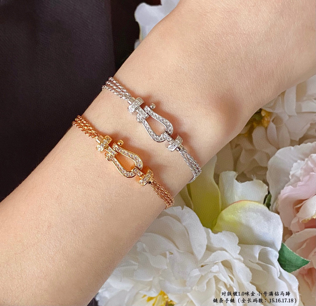 [LUXE JEWELRY]FORCE SMALL HORSESHOE  DIAMOND CHAIN ROPE BRACELET