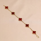[LUXE JEWELRY] CLOVER 5 MOTIF RED CORNELIAN BRACELET COLLECTION