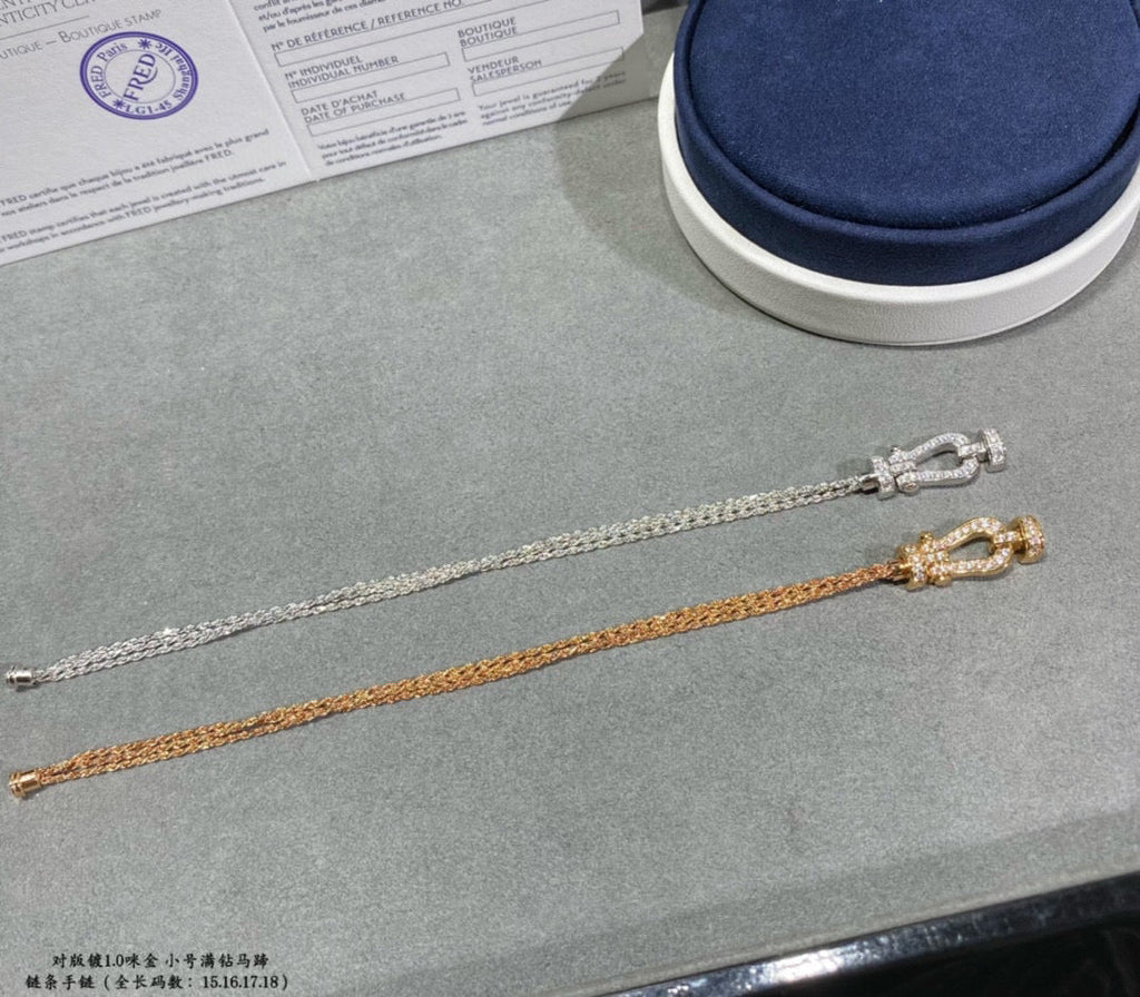 [LUXE JEWELRY]FORCE SMALL HORSESHOE  DIAMOND CHAIN ROPE BRACELET