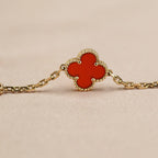 [Luxe] CLOVER 5 MOTIF RED CORNELIAN BRACELET COLLECTION